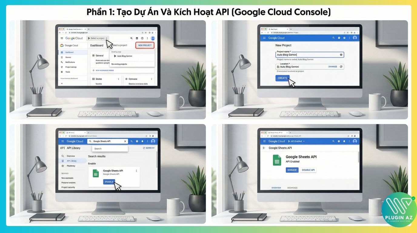 Hướng dẫn tạo API Google Sheet tạo file Json và cách share quyền google sheets