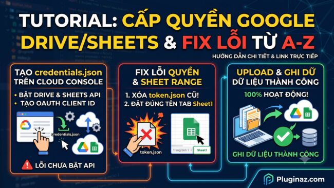 📚 Hướng Dẫn Cấp Quyền Google Drive & Sheets API Và Khắc Phục Các Lỗi Thường Gặp